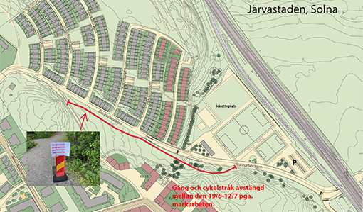 jarvastaden avstängd gång och cykelväg